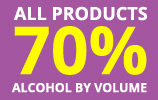 All products are 70% alcohol by volume